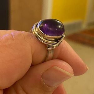 Natural amethyst and sterling silver ring